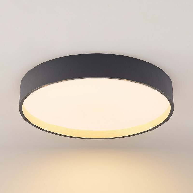 Lindby Deckenleuchte Deckenlampe LED Rund Todor anthrazit Holz Wohnzimmer Flur - 4251911743098