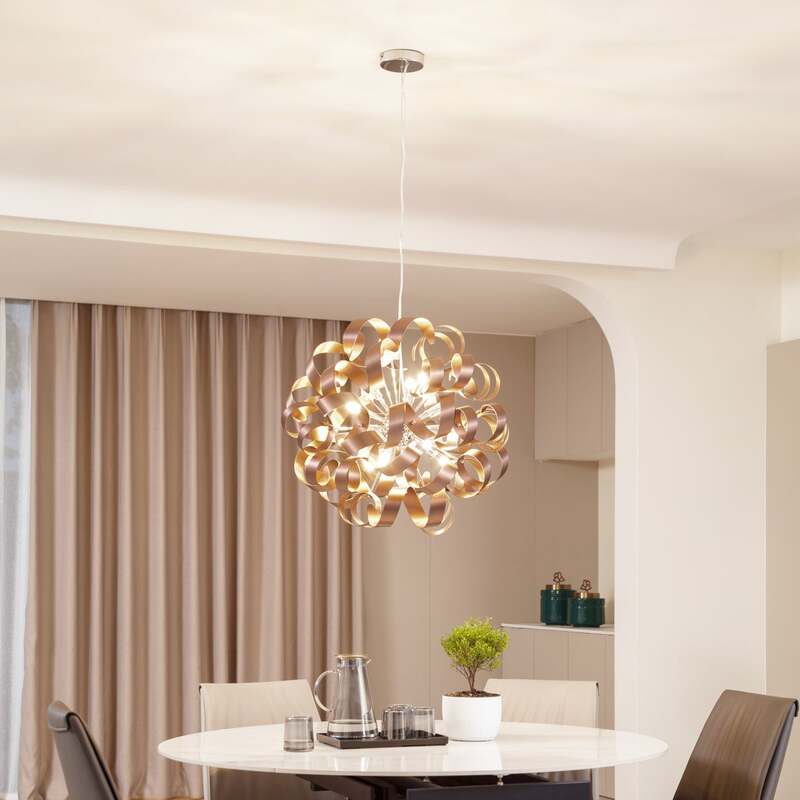 Lucande Hängelampe Kaelor Ø 60 cm satin kupfer dimmbar Aluminium 12x8W G9 - 4251911775914