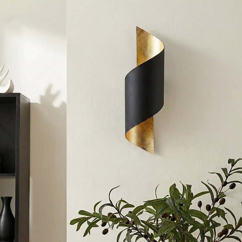 Lindby Wandleuchte Vanni LED Wandlampe dimmbar schwarz gold Metall 57 cm Höhe - 4251096555363