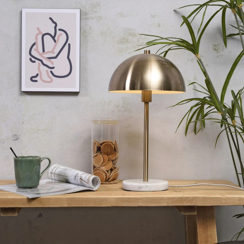 It's about RoMi Tischlampe Toulouse LED Lampe Marmorfuß gold weiß 45cm - 8716248080972