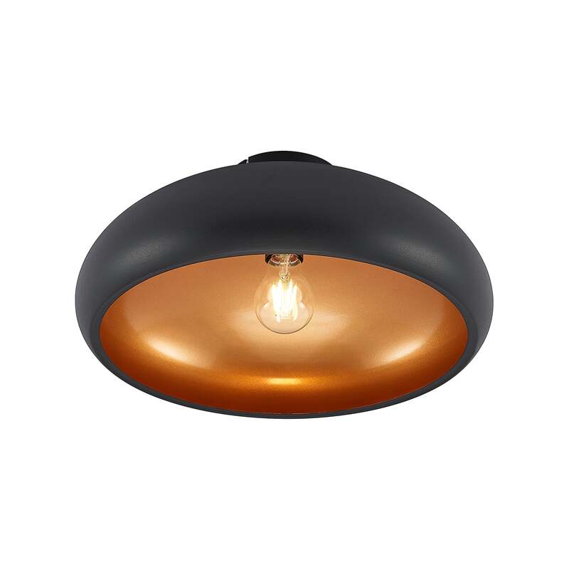 Lindby Deckenlampe Gerwina LED Lampe Leuchte dimmbar schwarz gold Ø40cm 1x60W - 4251096560619