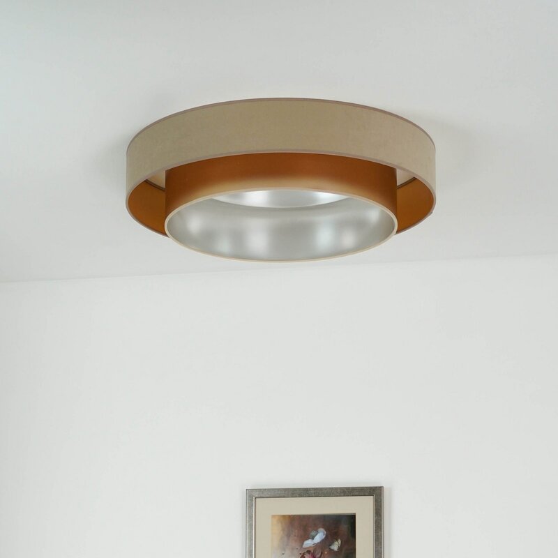 Duolla Deckenleuchte Lampe LED Luneta Fernbedienung Samt beige gold dimmbar - 5905317606370