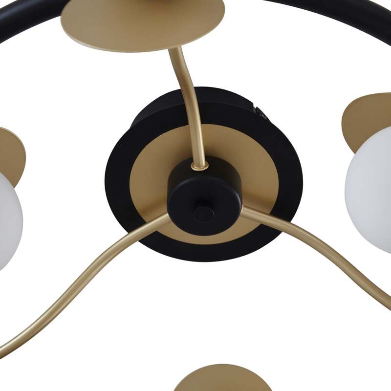 Lucande Deckenlampe Pallo LED dimmbar 9-flg schwarz-gold Glas Ø70cm Leuchte - 4251911775891