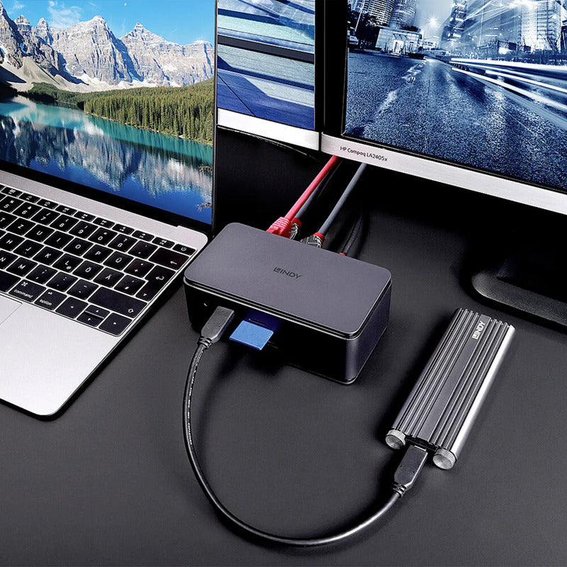 LINDY USB-C Dockingstation DST-Pro USB4 mit Kartenleser und 10Gbit LAN anthrazit - 4002888433723