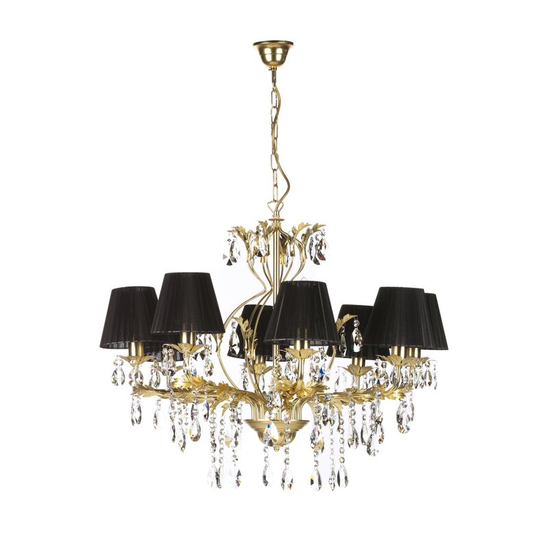 Kronleuchter Karen achtflammig gold schwarz Deckenlampe Deckenleuchte Lampe Spot - 8030626537040