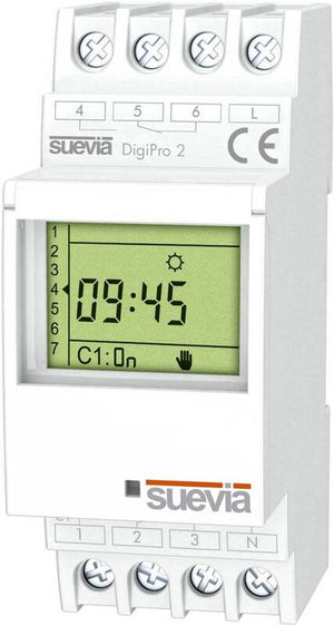 B-Ware Suevia Zeitschaltuhr für Hutschiene DigiPro 2 250 V/AC 16 A 2 Wechsler 1 St.