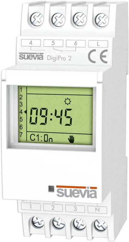 Suevia Zeitschaltuhr für Hutschiene DigiPro 2 250 V/AC 16 A 2 Wechsler 1 St. - 8426709800277