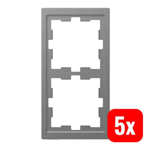 5x B-Ware Merten D-Life MEG4020-6536 Edelstahl Rahmen 2fach für Schalterprogramm