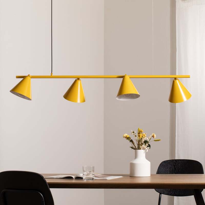 ALDEX Hängeleuchte Form 4 gelb 4-flammig dimmbar Metall E27 120 cm - 5904798657345