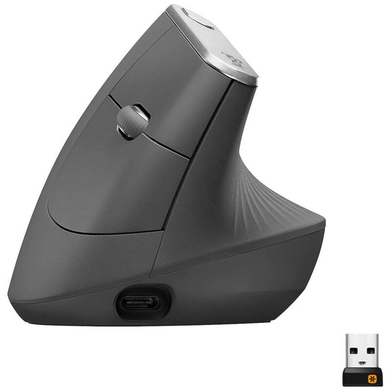 Logitech Ergonomische Maus MX Vertical Bluetooth Schwarz Silber 4 Tasten 4000dpi - 5099206081901