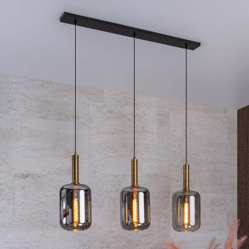 Lucide Hängelampe Hängeleuchte Joanet LED Pendelleuchte dimmbar rauchglas gold - 5411212451989