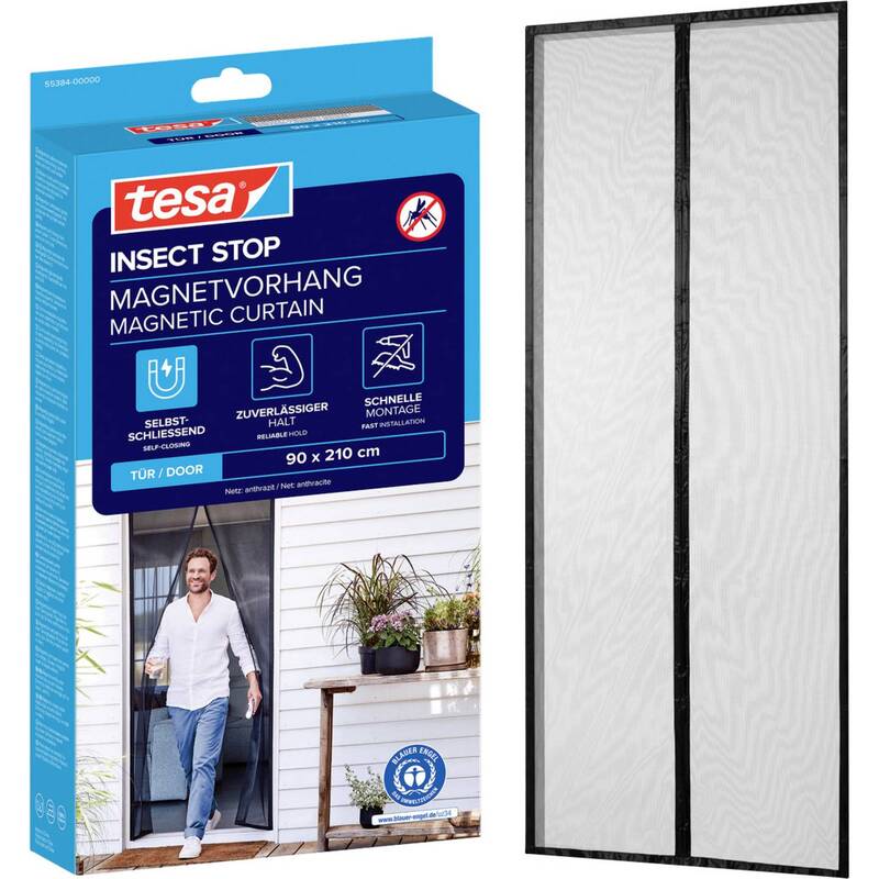 Tesa Fliegengitter Magnetvorhang anthrazit 0,90m x 2,10m Insektenschutz 1 St. - 4063565177071