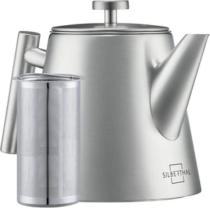 B-Ware Silberthal Teekanne Kanne Teebereiter Siebeinsatz Edelstahl Silber 1L Isoli407