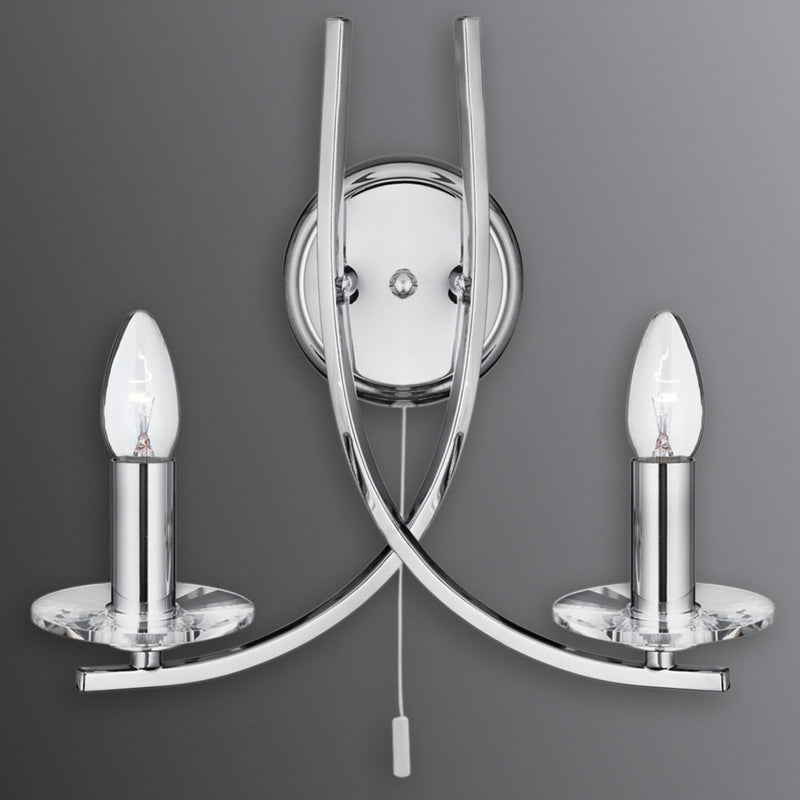 Searchlight Wandleuchte Wandlampe Ascona 2-flammig Chrom Glas Schalter E14 LED - 5053423020563