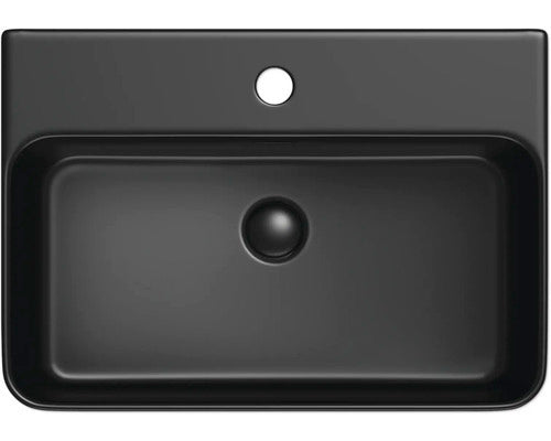 Jungborn Waschtisch Becken THREE 60x42 cm schwarz matt keramisches Ablaufventil - 4306517917159