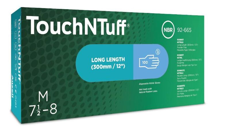 Ansell Einweg Nitrilhandschuhe TouchNTuff 92-665 M blau chemikalienresistent - 0076490485085