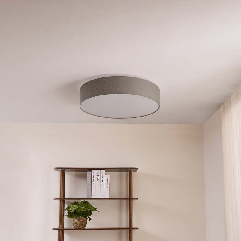 Lindby Deckenlampe Deckenleuchte Ellamina LED hellgrau Textil Wohnzimmerlampe - 4251096586596