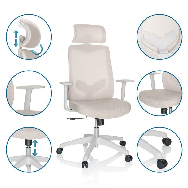 hjh OFFICE MIKEO W Home Office Bürostuhl Beige Drehstuhl Arbeitsstuhl Stuhl B796 - 4064323028352
