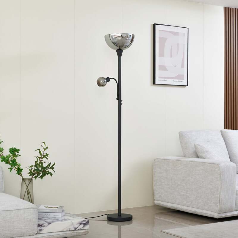Lindby Stehleuchte Nehemia Lampe Leselampe Designer Leuchte schwarz 185cm - 4251911793345