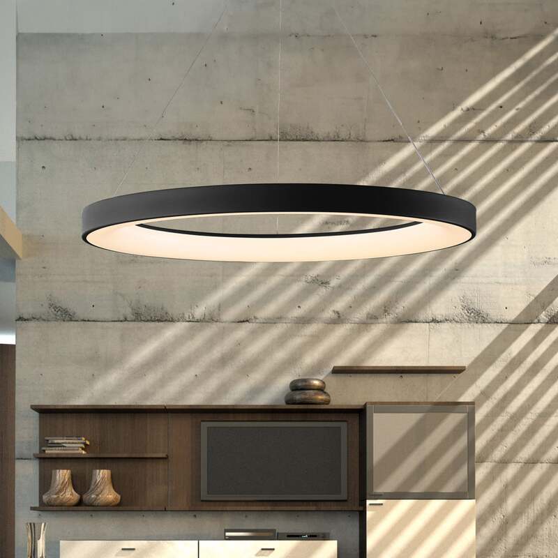Mantra Iluminación LED-Hängeleuchte Niseko II LED Fernbedienung Ø 65 cm schwarz - 8435153285714