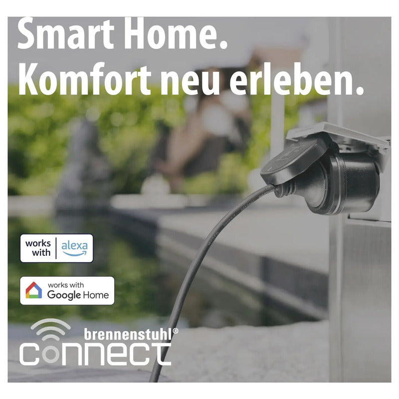 Brennenstuhl Connect WiFi Steckdose WA 3 Schwarz IP54 3680W Außenbereich - 4007123692965