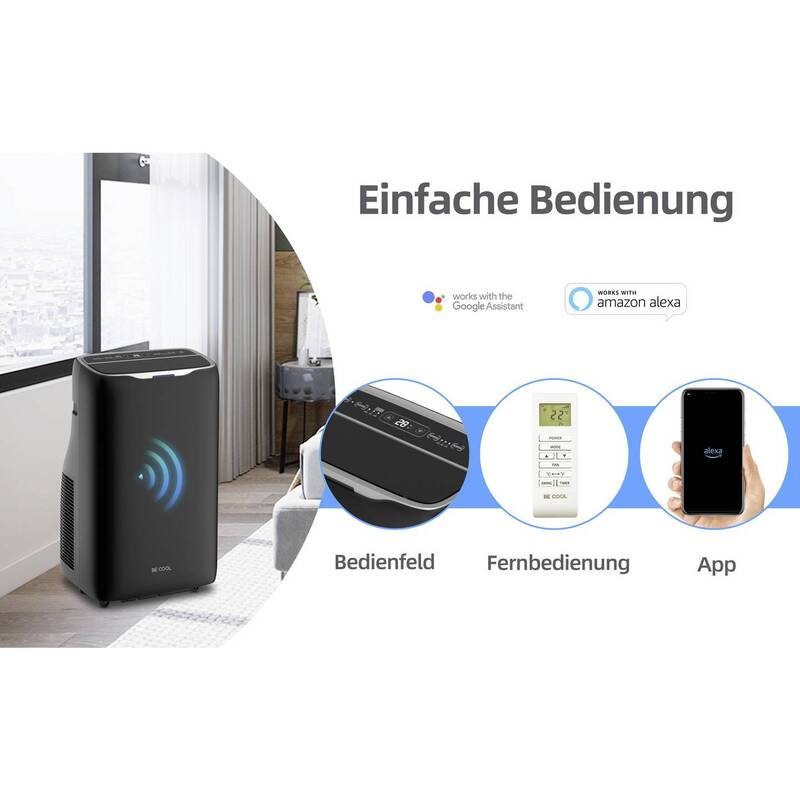 Be Cool Monoblock-Klimagerät 14000 BTU Heizgerät Kühlen Heizen schwarz 120m³ - 9005151005639