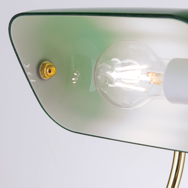 Orion Tischlampe Onella LED Lampe Banker-Stil messing grün 25x35cm Leuchte - 9003090023981