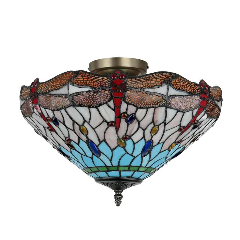 Searchlight Deckenlampe New York Decken-Lampe Deckenlicht im Tiffany-Stil E14 - 5013874288097