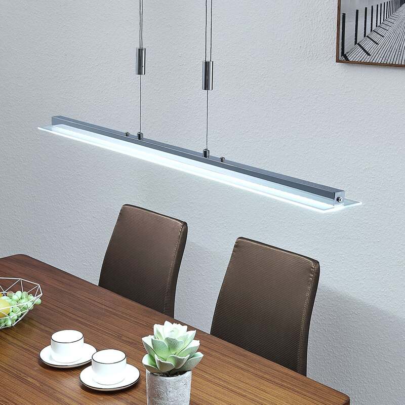 Lindby Pendelleuchte Hängeleuchte LED Balkenleuchte Sladja chrom Glas Touchdimme - 4251096549119