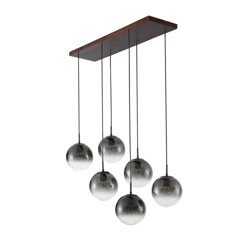 Lucande Veloura Pendant Light, 6-bulb, 100 Cm, Glass, Wood - 4255830901102