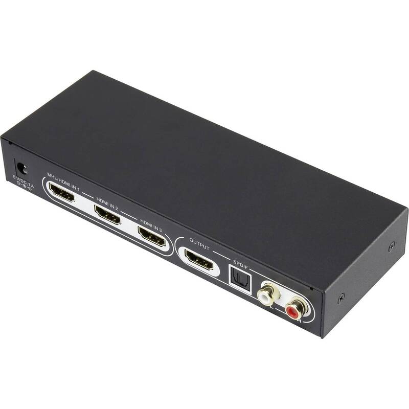 SpeaKa Professional HDMI-Switch 3 Port UHD 4K 60Hz Manuell Schwarz 179x67mm - 4016138982459