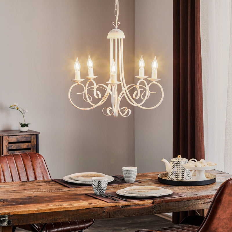 Euluna Kronleuchter Pompei Hängelampe LED Pendelleuchte dimmbar weiß antik 60cm - 8030626532663