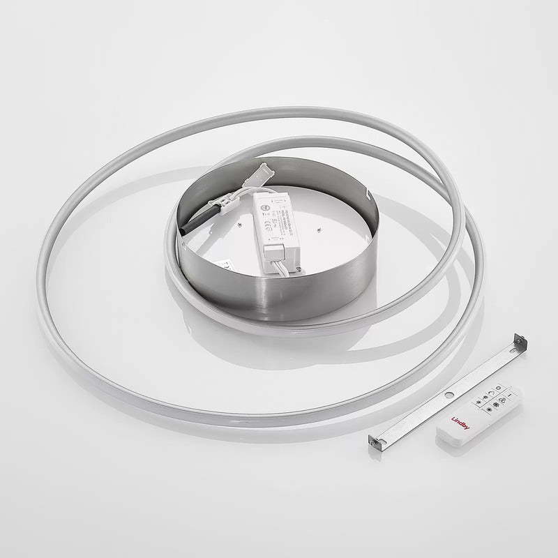 Lindby Deckenlampe Deckenleuchte LED Bovia Fernbedienung dimmbar Nickel CCT - 4251911726367