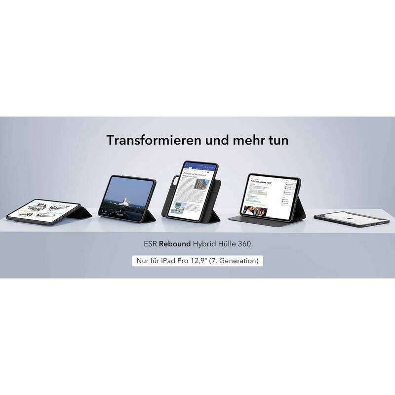 ESR Tablet-Cover BookCase für Apple iPad Pro 13" (M4, 2024) Schwarz Transparent - 4894240193686