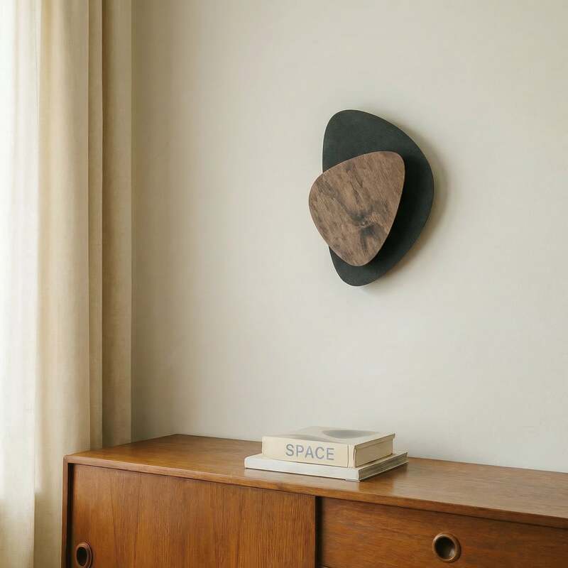 LED Wandleuchte Pedra schwarz Holz Stahl 3000K warmweiß Designer Leuchte 25x36cm - 5905143289822