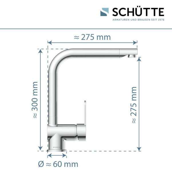 SCHÜTTE Spültischarmatur Rio chrom Küchenarmatur Mischbatterie 360° 298x57mm - 4008431798165