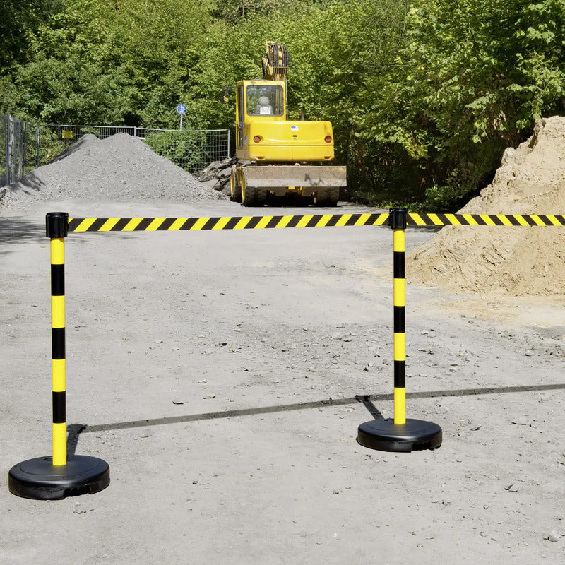 Moravia Gurtwarnständer Absperrpfosten Kunststoff gelb/schwarz 3m x 50mm - 4055381545172