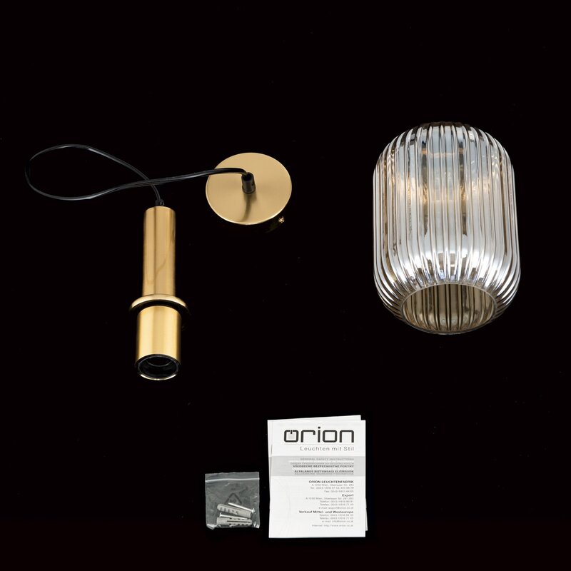 Orion Pendelleuchte Carneval Hängelampe dimmbar amber Ø14cm Glas altmessing - 9003090277797