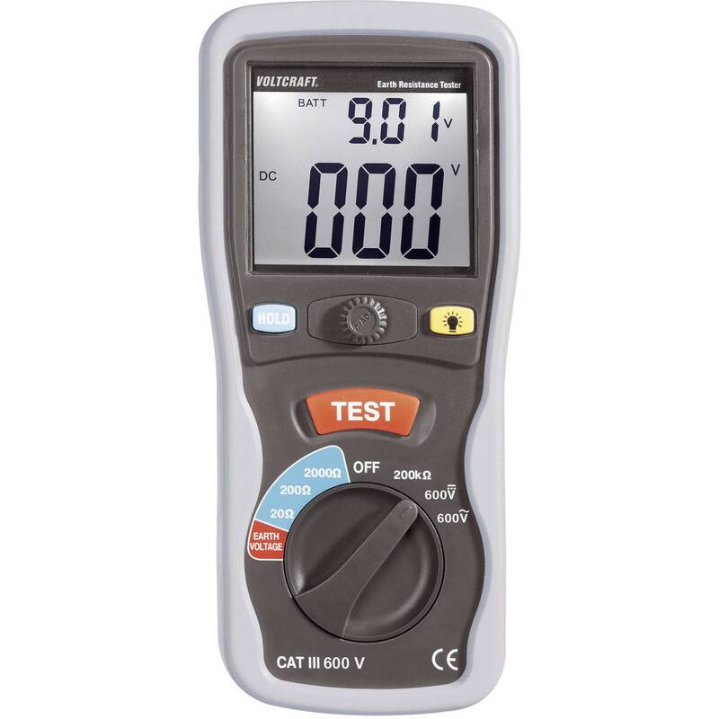 Voltcraft Erdungsmessgerät ET-02 Messgerät Erdungswiderstand 600V CAT III 200Ω - 4016138526059