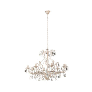 B-Ware ONLI Kristall-Kronleuchter Teresa Hängelampe LED 8-flammig elfenbein gold Ø70cm
