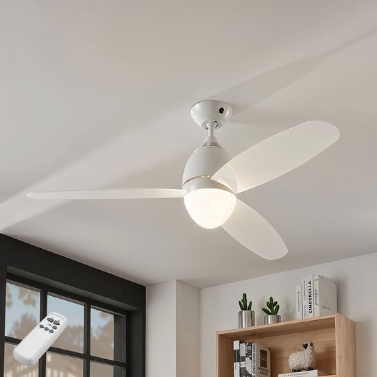 Lindby Deckenventilator Deckenlampe Deckenlampe Piara beleuchtet weiß glänzend - 4251096556254