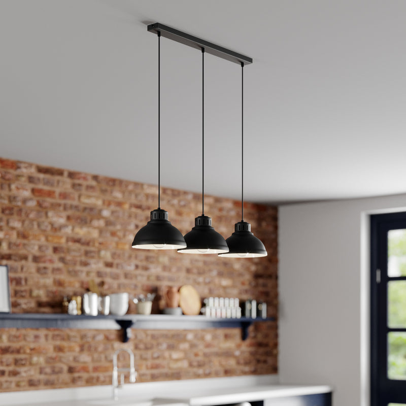 Euluna Hängeleuchte Sven LED Pendelleuchte dimmbar schwarz 3-flammig 75x21cm - 5907565990836