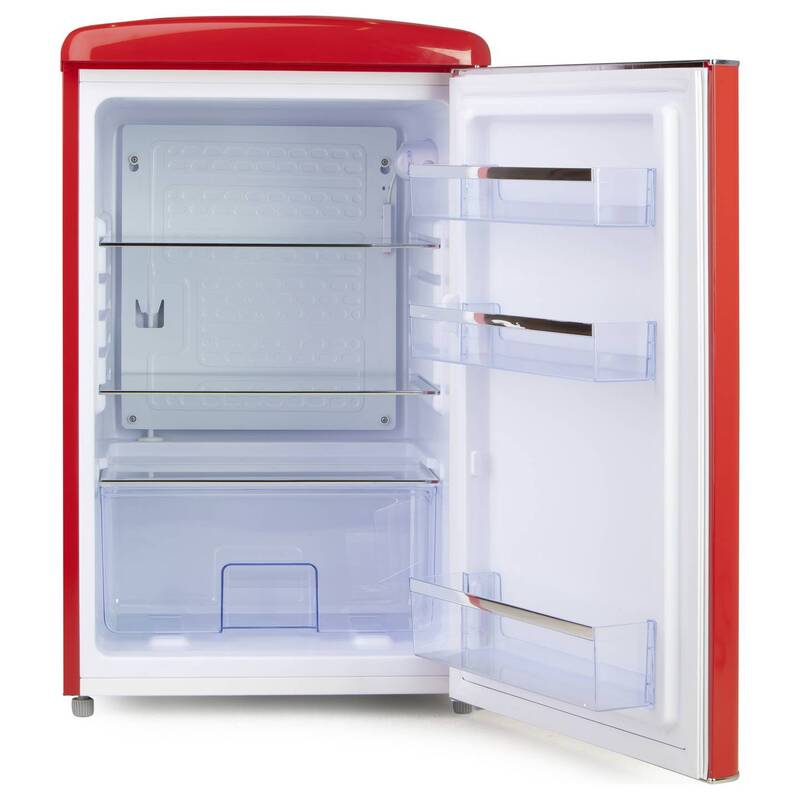 Domo Kühlschrank Minibar Retro rot 120L LED Glasböden Standgerät Küchengerät - 5411397159663