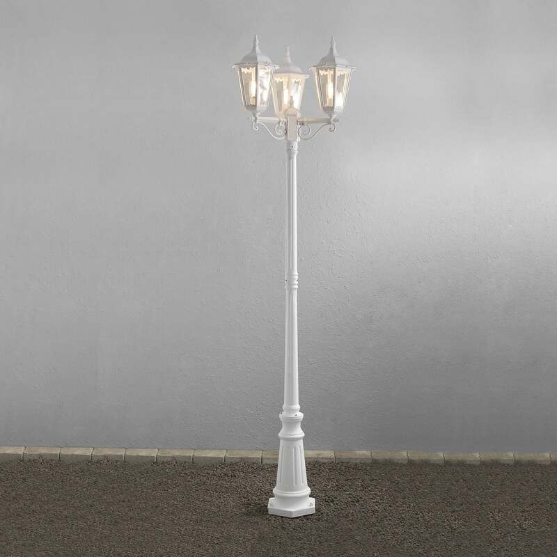 Konstsmide Mastleuchte Firenze 3-flammig E27 weiß 220 cm Aluminium Glas - 7318307217254