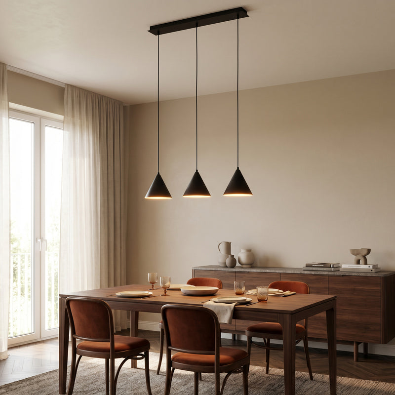 TK Lighting Hängeleuchte Cono 3-flammig LED Pendelleuchte dimmbar schwarz 86x19 - 5906135100682