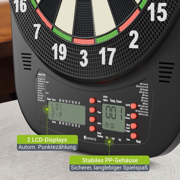Elektronische Dartscheibe E-Dartscheibe LCD-Display USB-C Anschluss 18 Pfeile - 4262437186542