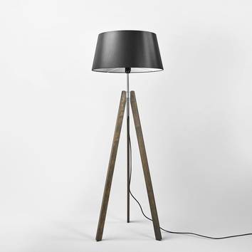 Rothfels Thea Stehlampe Stehleuchte Standleuchte Lampe Holz grau Schirm schwarz - 4251096532531