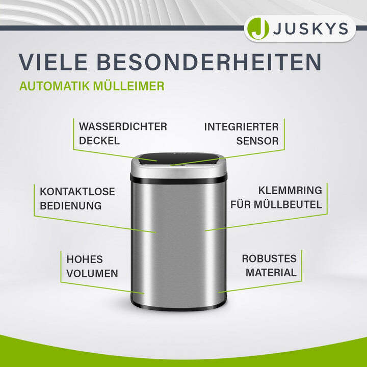 Rechteckiger Mülleimer Abfalleimer Sensor Hygienisch 50 L Automatischer Silber - 4260565529774