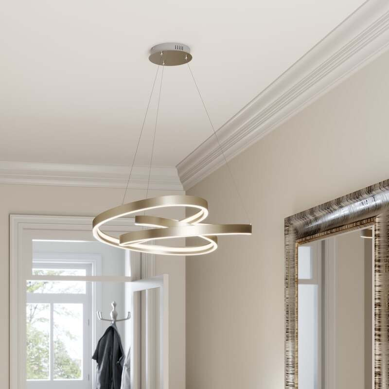 Lucande Hängeleuchte Pendelleuchte Gunbritt LED Lampe dimmbar silber Ø80cm - 4251096572681