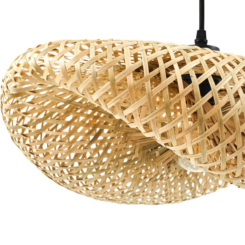 Lindby Hängeleuchte Pendelleuchte Eleane Bambus natur Länge 50 cm E27 LED Lampe - 4255830900303